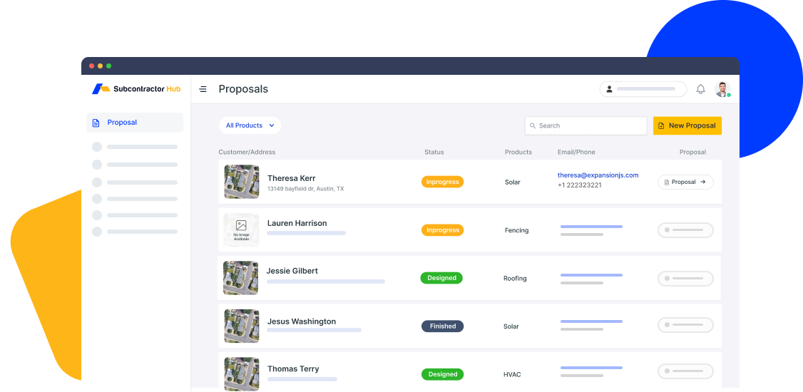 SubcontractorHub proposals dashboard