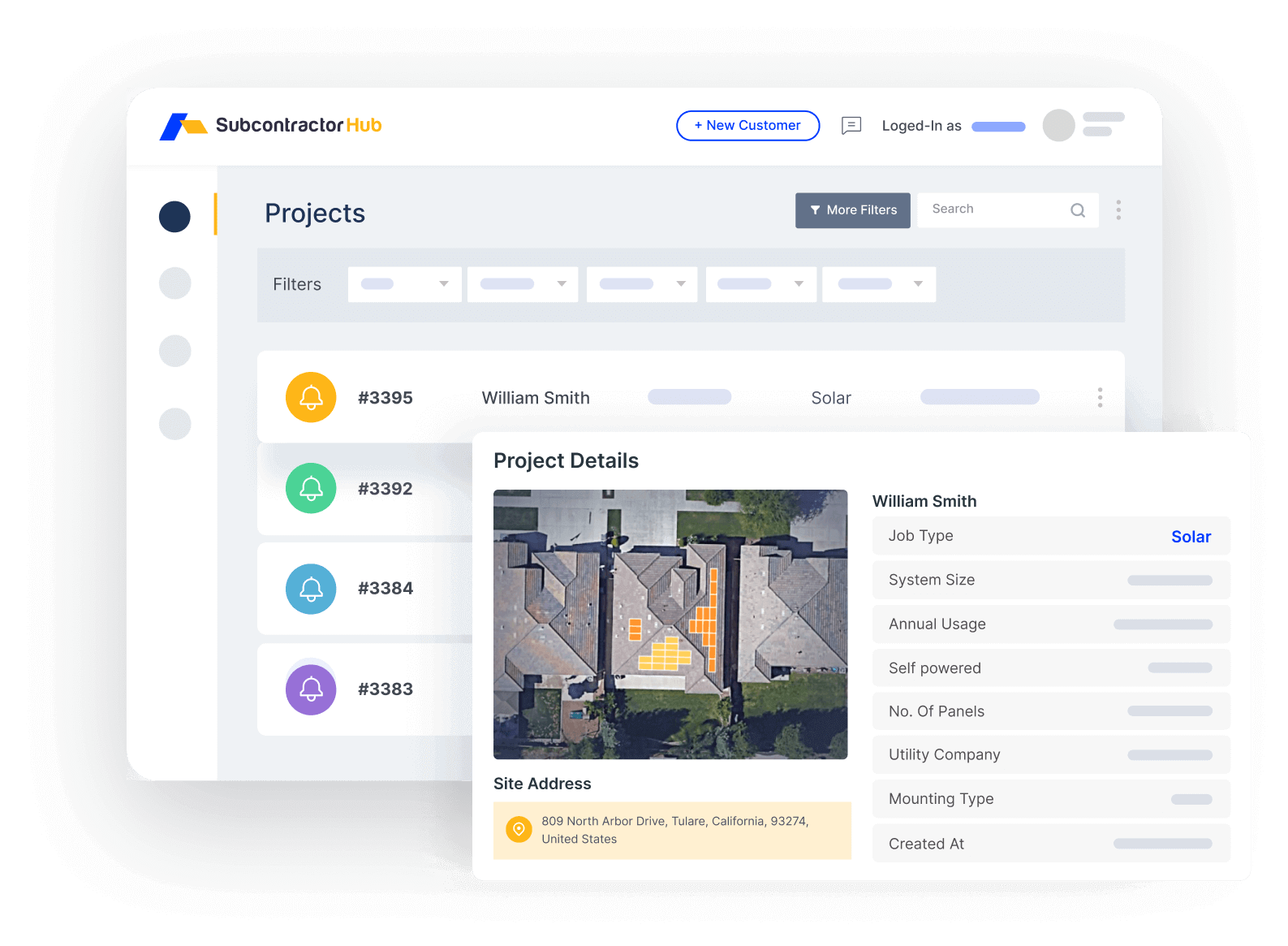 SubcontractorHub project management — roofing installation and job tracking