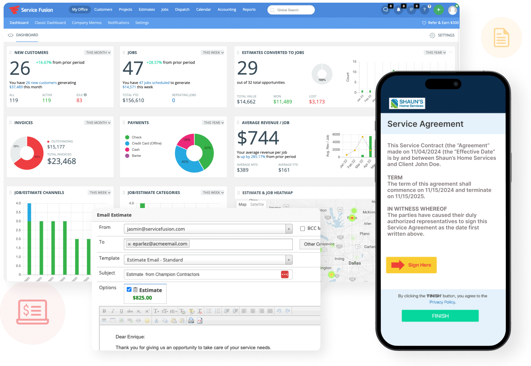 Service Fusion all-in-one dashboard for HVAC service companies